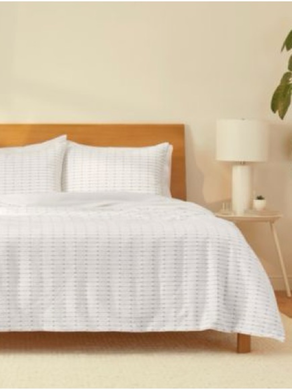 White Textured Duvet Cover Set - Contemporary Minimalist Bedding
